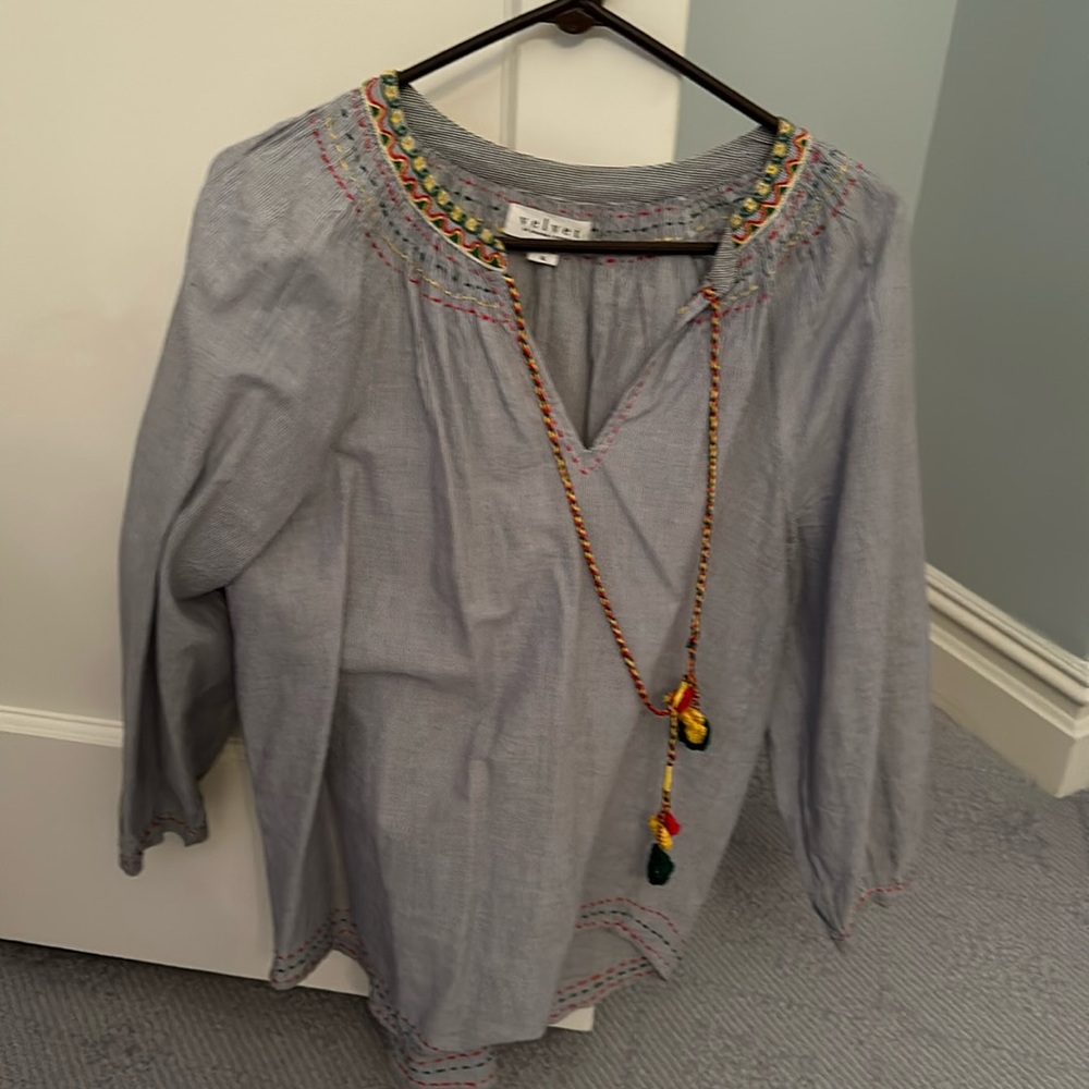 Stripped long sleeve blouse